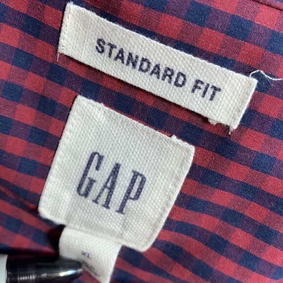 Gap Men’s Button Down Red Blue Checked Shirt XL - Picture 5 of 6